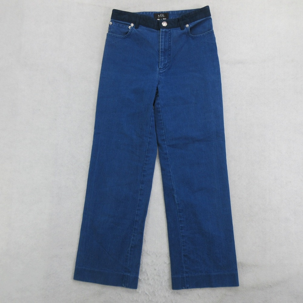 A.P.C. Womens Jean Sailor Cropped Jeans Size 25 Blue Contrast Waist Stretch